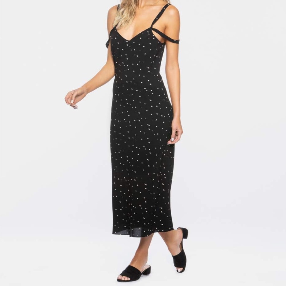 Tavik black polka dot midi slip dress Size XS